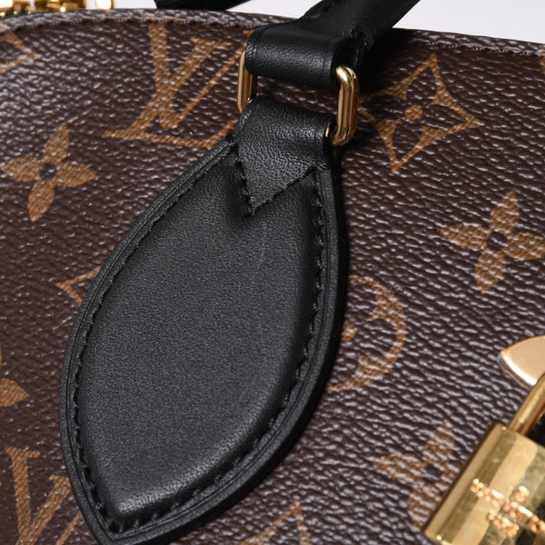 Very Good Condition LOUIS VUITTON Monogram Flower Zipped Tote MM M44351 Brown Black Gold Hardware Used 4a000264