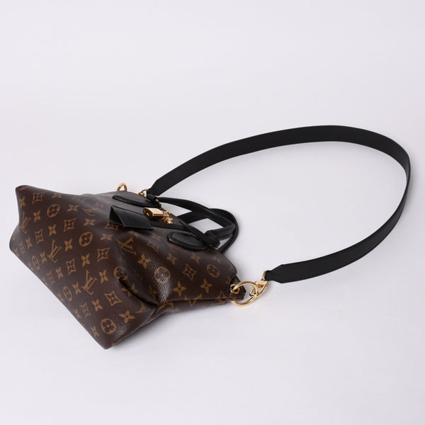 Very Good Condition LOUIS VUITTON Monogram Flower Zipped Tote MM M44351 Brown Black Gold Hardware Used 4a000264