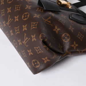 Very Good Condition LOUIS VUITTON Monogram Flower Zipped Tote MM M44351 Brown Black Gold Hardware Used 4a000264