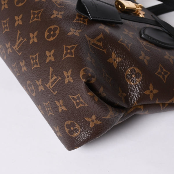 Very Good Condition LOUIS VUITTON Monogram Flower Zipped Tote MM M44351 Brown Black Gold Hardware Used 4a000264