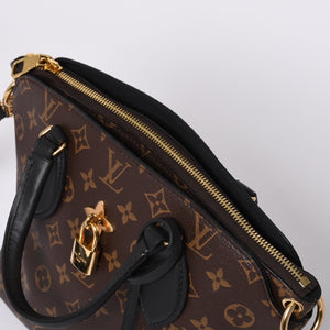 Very Good Condition LOUIS VUITTON Monogram Flower Zipped Tote MM M44351 Brown Black Gold Hardware Used 4a000264