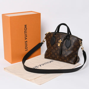 Very Good Condition LOUIS VUITTON Monogram Flower Zipped Tote MM M44351 Brown Black Gold Hardware Used 4a000264