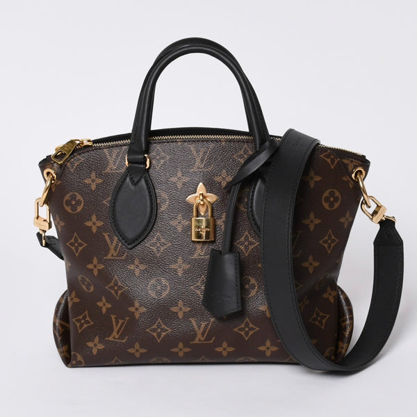 Very Good Condition LOUIS VUITTON Monogram Flower Zipped Tote MM M44351 Brown Black Gold Hardware Used 4a000264