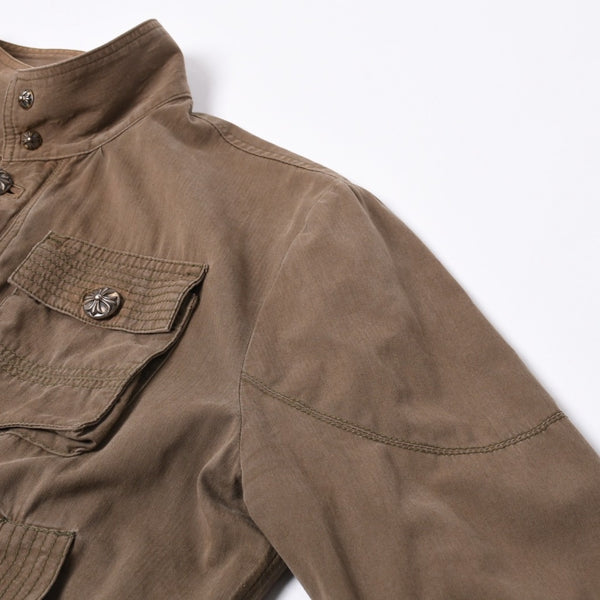 CHROME HEARTS Cherry Bomb Cross Button Jacket Double Zip Khaki Silver Hardware Size L Good Condition Used 4a000431