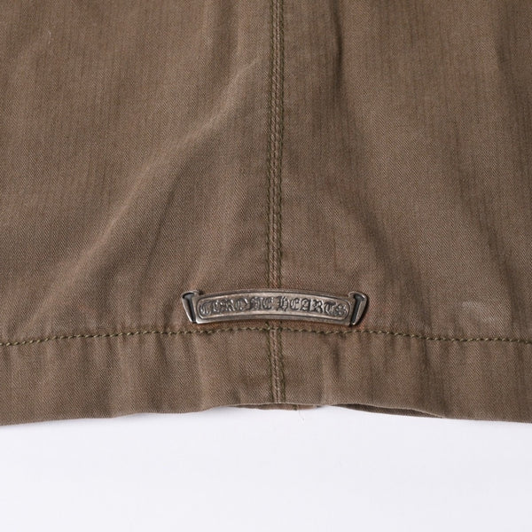 CHROME HEARTS Cherry Bomb Cross Button Jacket Double Zip Khaki Silver Hardware Size L Good Condition Used 4a000431