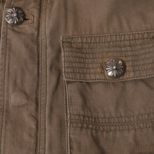 CHROME HEARTS Cherry Bomb Cross Button Jacket Double Zip Khaki Silver Hardware Size L Good Condition Used 4a000431