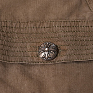 CHROME HEARTS Cherry Bomb Cross Button Jacket Double Zip Khaki Silver Hardware Size L Good Condition Used 4a000431