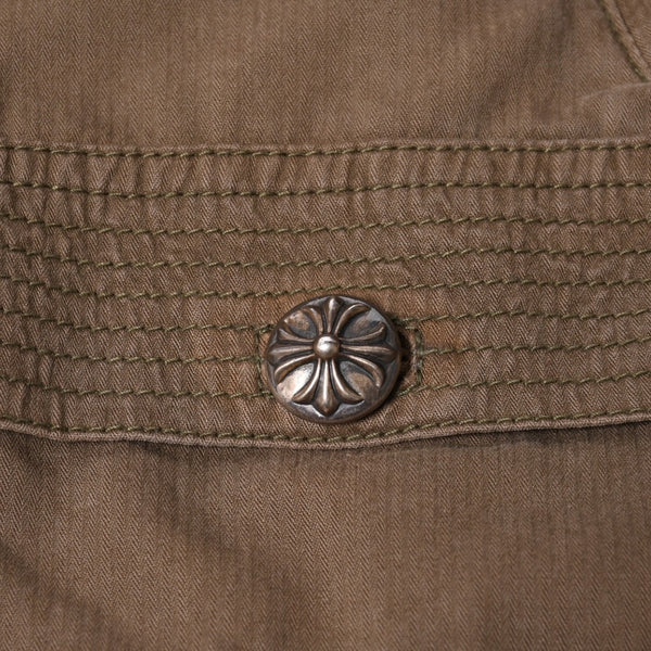CHROME HEARTS Cherry Bomb Cross Button Jacket Double Zip Khaki Silver Hardware Size L Good Condition Used 4a000431
