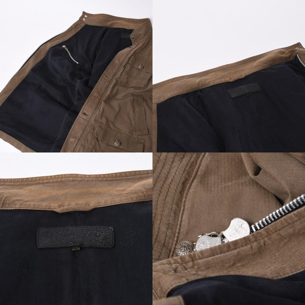 CHROME HEARTS Cherry Bomb Cross Button Jacket Double Zip Khaki Silver Hardware Size L Good Condition Used 4a000431