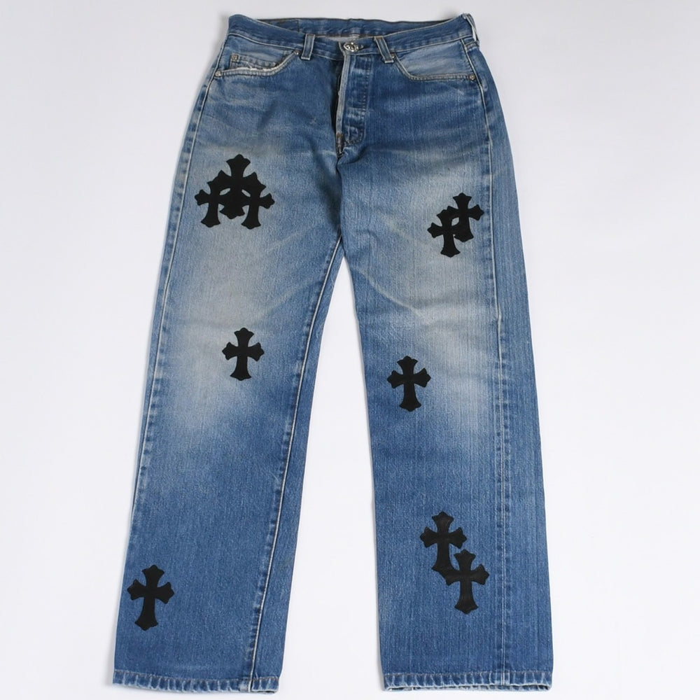 Like new CHROME HEARTS LEVI'S 501 Levi's Denim Pants Cross Ball Button Blue Size 29 Used 4a000439