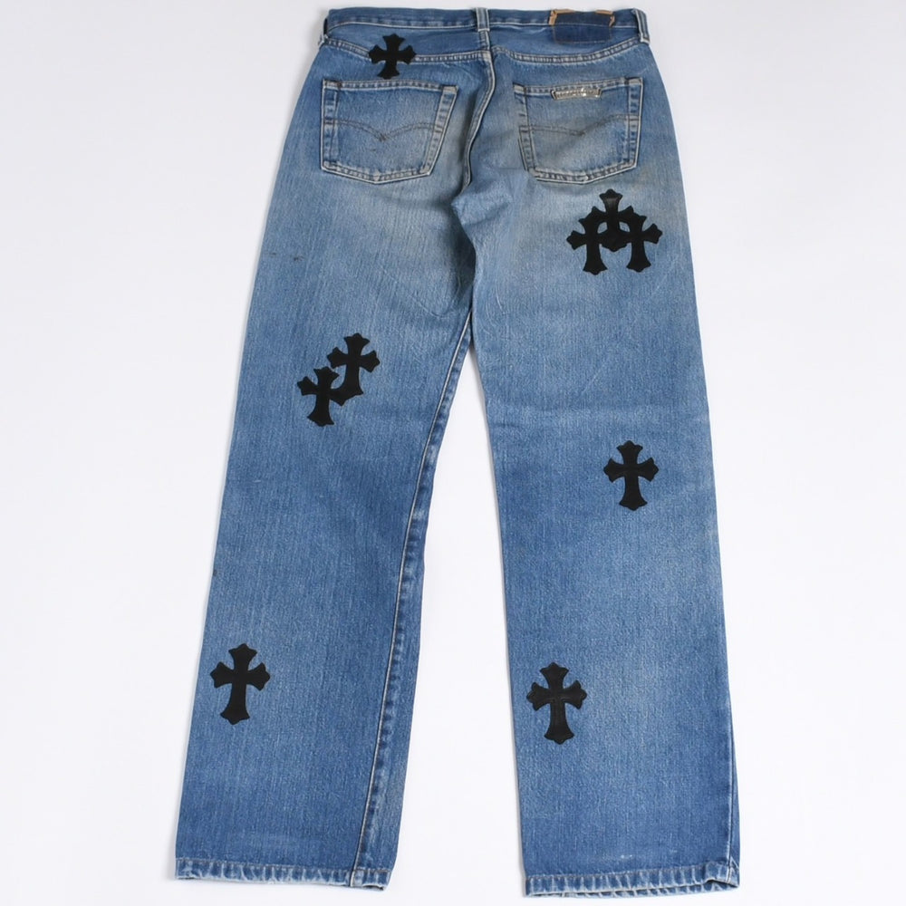 Like new CHROME HEARTS LEVI'S 501 Levi's Denim Pants Cross Ball Button Blue Size 29 Used 4a000439