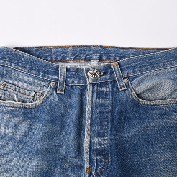 Like new CHROME HEARTS LEVI'S 501 Levi's Denim Pants Cross Ball Button Blue Size 29 Used 4a000439