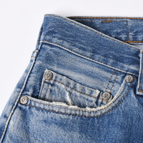Like new CHROME HEARTS LEVI'S 501 Levi's Denim Pants Cross Ball Button Blue Size 29 Used 4a000439
