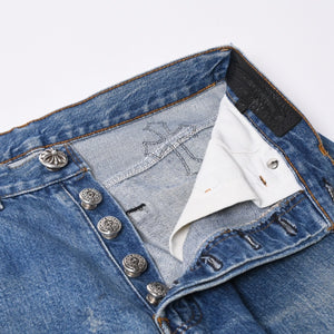 Like new CHROME HEARTS LEVI'S 501 Levi's Denim Pants Cross Ball Button Blue Size 29 Used 4a000439
