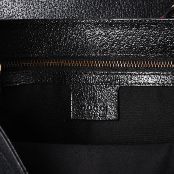 GUCCI Gucci Hobo One Shoulder Horsebit Handbag 144010 GG Canvas Leather Black Good Condition Used 4a000516