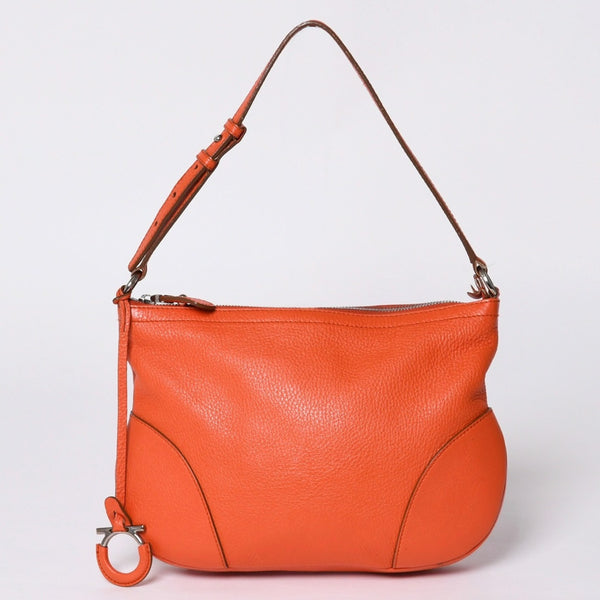 Salvatore Ferragamo サルヴァトーレ フェラガモ ショルダーバッグ AU-21 D035 オレンジ シルバー金具 美品 中古 4a000180