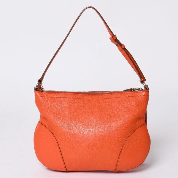 Salvatore Ferragamo サルヴァトーレ フェラガモ ショルダーバッグ AU-21 D035 オレンジ シルバー金具 美品 中古 4a000180