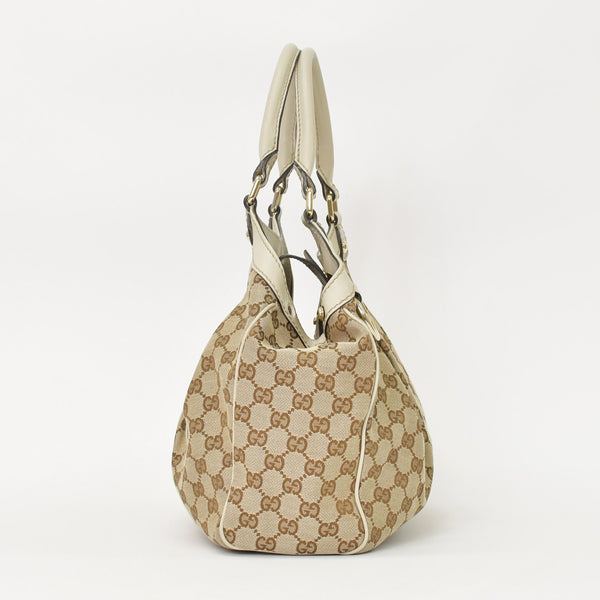 GUCCI Gucci Handbag 211944 493075 GG Canvas Leather Ivory Gold Hardware Good Condition Used 4a000382