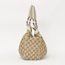 画像をギャラリービューアに読み込む, GUCCI グッチ ハンドバッグ 211944 493075 GGキャンバス レザー アイボリー ゴールド金具 美品 中古 4a000382