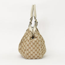 画像をギャラリービューアに読み込む, GUCCI グッチ ハンドバッグ 211944 493075 GGキャンバス レザー アイボリー ゴールド金具 美品 中古 4a000382