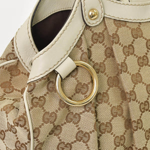 GUCCI Gucci Handbag 211944 493075 GG Canvas Leather Ivory Gold Hardware Good Condition Used 4a000382