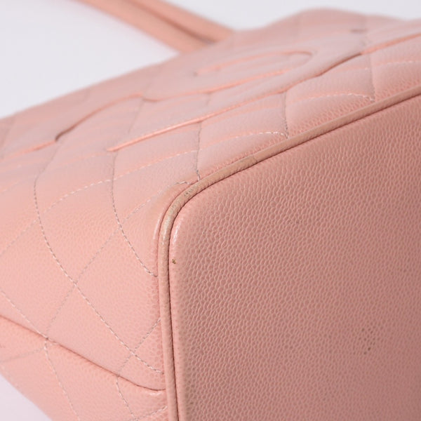CHANEL Reproduction Tote Handbag A01804 No. 6 Coco Mark Caviar Skin Pink Good Condition Used 4a000393
