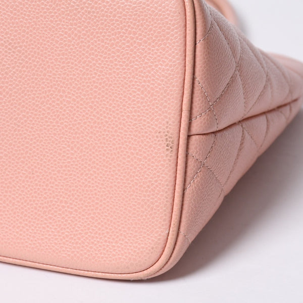 CHANEL Reproduction Tote Handbag A01804 No. 6 Coco Mark Caviar Skin Pink Good Condition Used 4a000393