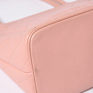 CHANEL Reproduction Tote Handbag A01804 No. 6 Coco Mark Caviar Skin Pink Good Condition Used 4a000393