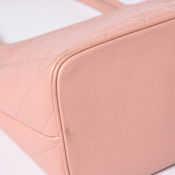 CHANEL Reproduction Tote Handbag A01804 No. 6 Coco Mark Caviar Skin Pink Good Condition Used 4a000393