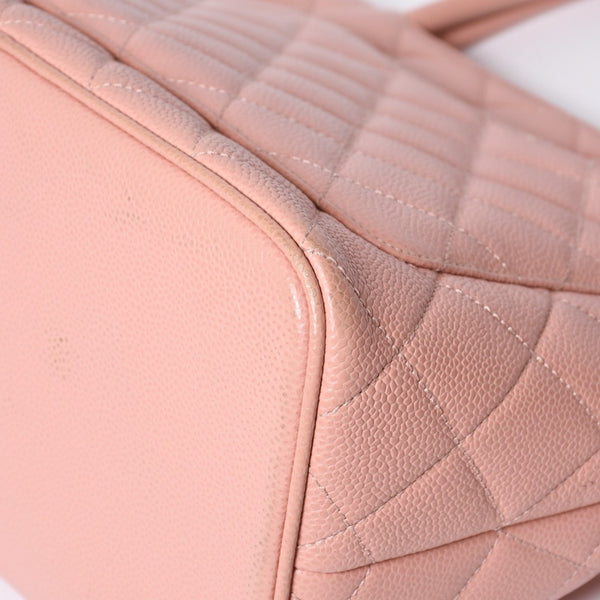 CHANEL Reproduction Tote Handbag A01804 No. 6 Coco Mark Caviar Skin Pink Good Condition Used 4a000393