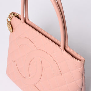 CHANEL Reproduction Tote Handbag A01804 No. 6 Coco Mark Caviar Skin Pink Good Condition Used 4a000393