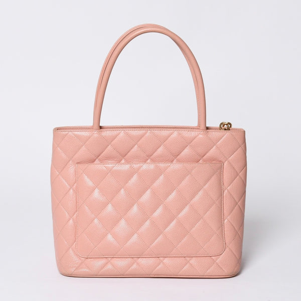 CHANEL Reproduction Tote Handbag A01804 No. 6 Coco Mark Caviar Skin Pink Good Condition Used 4a000393