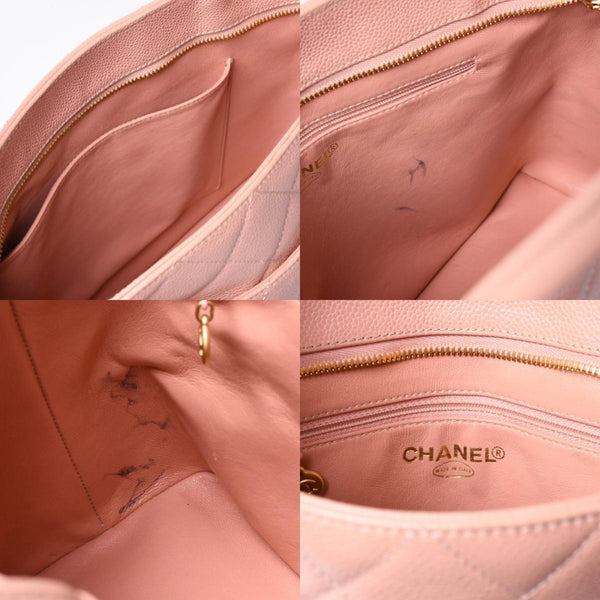CHANEL Reproduction Tote Handbag A01804 No. 6 Coco Mark Caviar Skin Pink Good Condition Used 4a000393