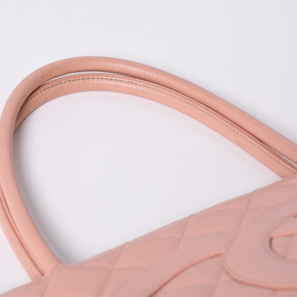CHANEL Reproduction Tote Handbag A01804 No. 6 Coco Mark Caviar Skin Pink Good Condition Used 4a000393