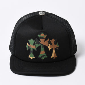 New and unused CHROME HEARTS King Taco Trucker Hat ONE SIZE Cemetery Cross Used 4a000532