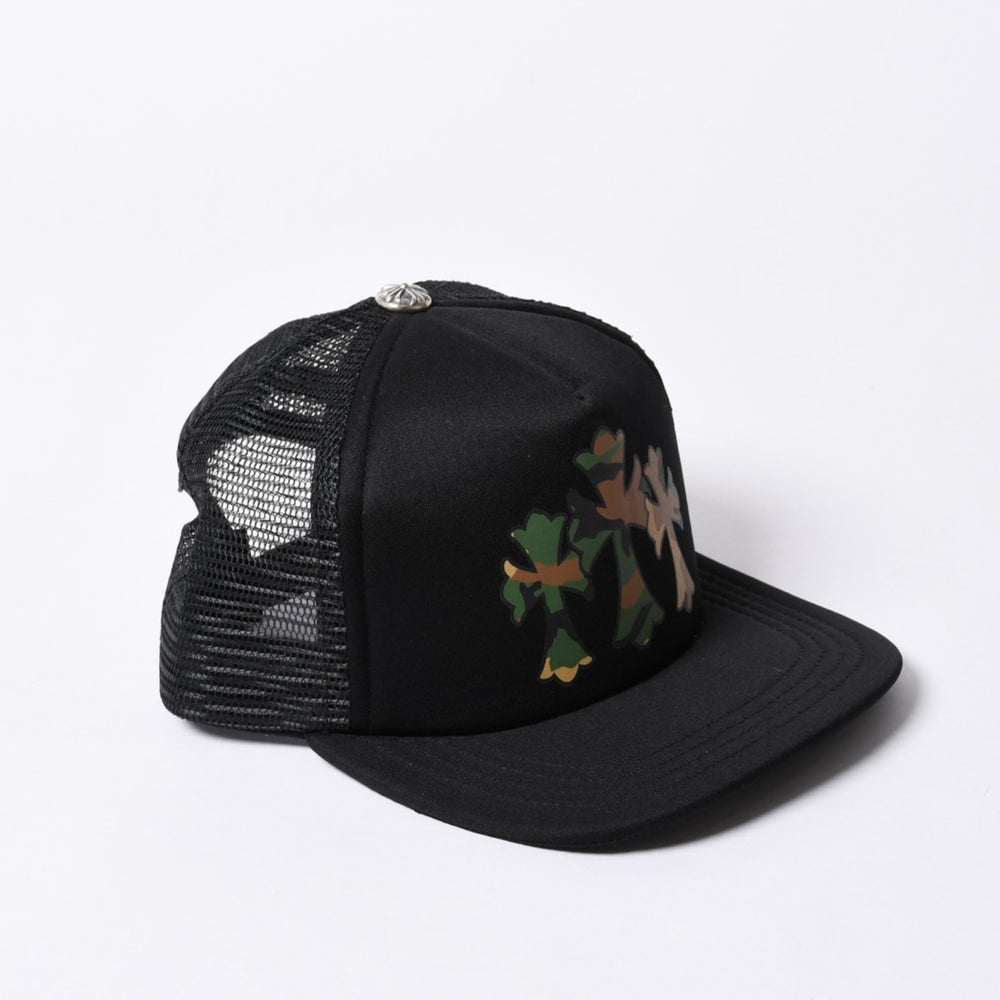New and unused CHROME HEARTS King Taco Trucker Hat ONE SIZE Cemetery Cross Used 4a000532
