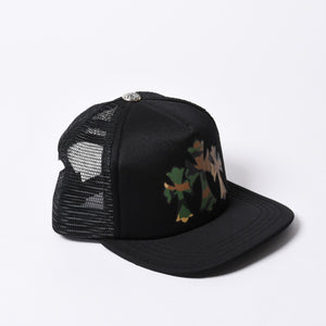 New and unused CHROME HEARTS King Taco Trucker Hat ONE SIZE Cemetery Cross Used 4a000532