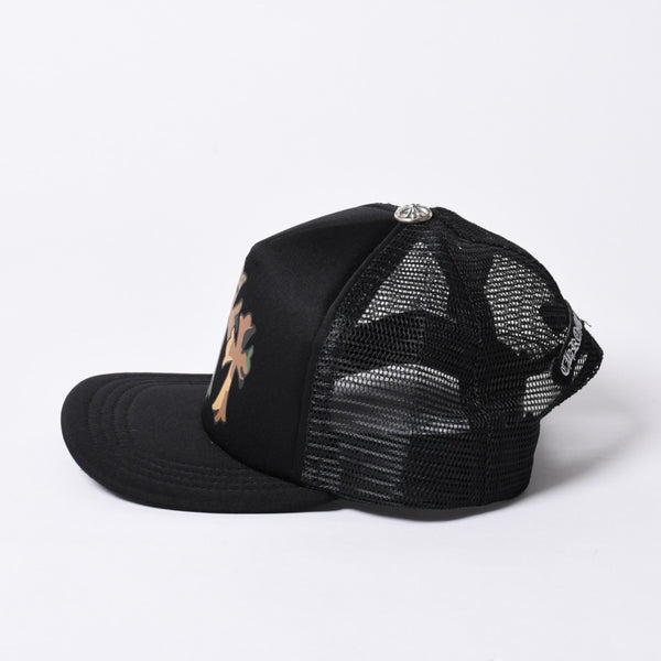 New and unused CHROME HEARTS King Taco Trucker Hat ONE SIZE Cemetery Cross Used 4a000532