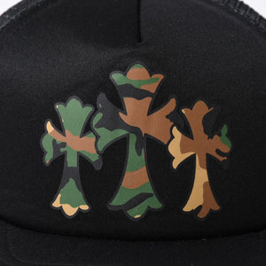 New and unused CHROME HEARTS King Taco Trucker Hat ONE SIZE Cemetery Cross Used 4a000532