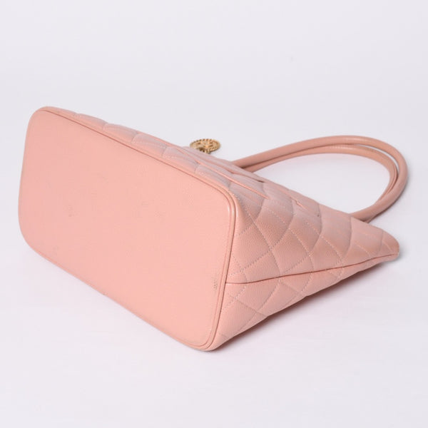 CHANEL Reproduction Tote Handbag A01804 No. 6 Coco Mark Caviar Skin Pink Good Condition Used 4a000393