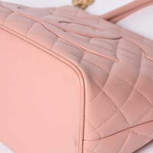 CHANEL Reproduction Tote Handbag A01804 No. 6 Coco Mark Caviar Skin Pink Good Condition Used 4a000393