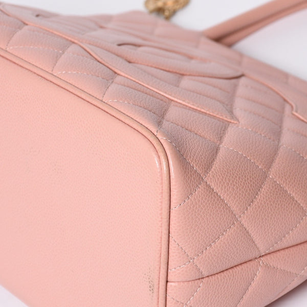 CHANEL Reproduction Tote Handbag A01804 No. 6 Coco Mark Caviar Skin Pink Good Condition Used 4a000393