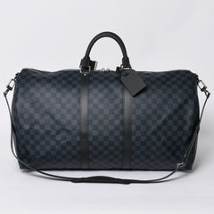 Very good condition LOUIS VUITTON Keepall Bandouliere 55 Boston bag N41356 Damier Graphite Cobalt Black Used 4a000377