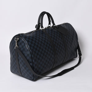 Very good condition LOUIS VUITTON Keepall Bandouliere 55 Boston bag N41356 Damier Graphite Cobalt Black Used 4a000377