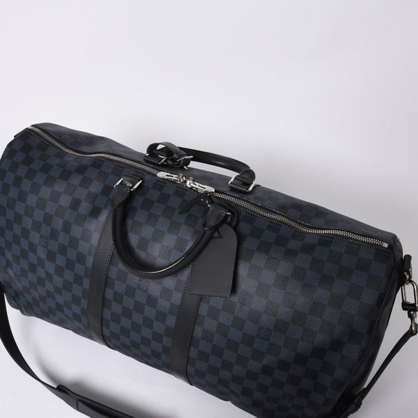 Very good condition LOUIS VUITTON Keepall Bandouliere 55 Boston bag N41356 Damier Graphite Cobalt Black Used 4a000377