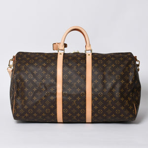 新品同様 LOUIS VUITTON ルイヴィトン キーポル55 ボストンバッグ M41424 モノグラム PVCコーティングキャンバス ヌメ革 ブラウン 中古 4a000241