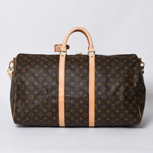 Load image into Gallery viewer, 新品同様 LOUIS VUITTON ルイヴィトン キーポル55 ボストンバッグ M41424 モノグラム PVCコーティングキャンバス ヌメ革 ブラウン 中古 4a000241