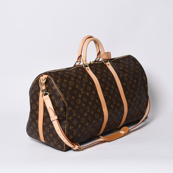新品同様 LOUIS VUITTON ルイヴィトン キーポル55 ボストンバッグ M41424 モノグラム PVCコーティングキャンバス ヌメ革 ブラウン 中古 4a000241