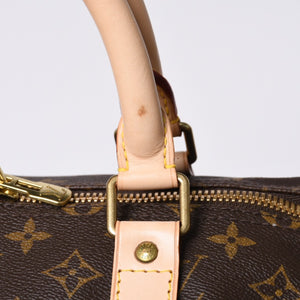 新品同様 LOUIS VUITTON ルイヴィトン キーポル55 ボストンバッグ M41424 モノグラム PVCコーティングキャンバス ヌメ革 ブラウン 中古 4a000241