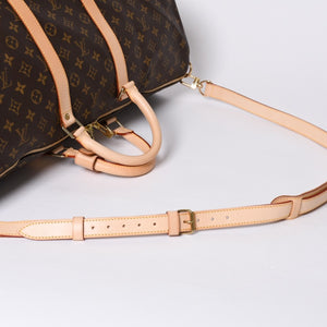 新品同様 LOUIS VUITTON ルイヴィトン キーポル55 ボストンバッグ M41424 モノグラム PVCコーティングキャンバス ヌメ革 ブラウン 中古 4a000241